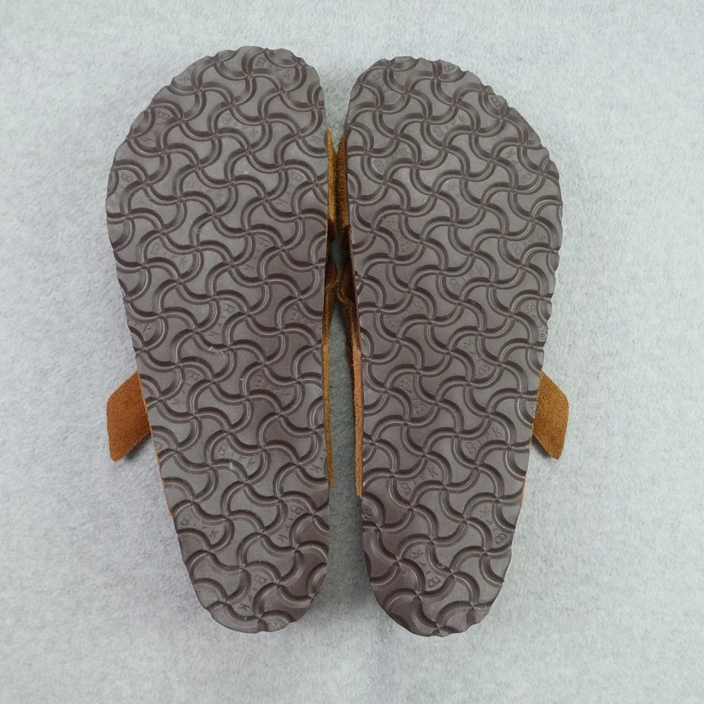 Birkenstock Sandals Men 43 Mink Brown Suede Lugano Soft Footbed Slide